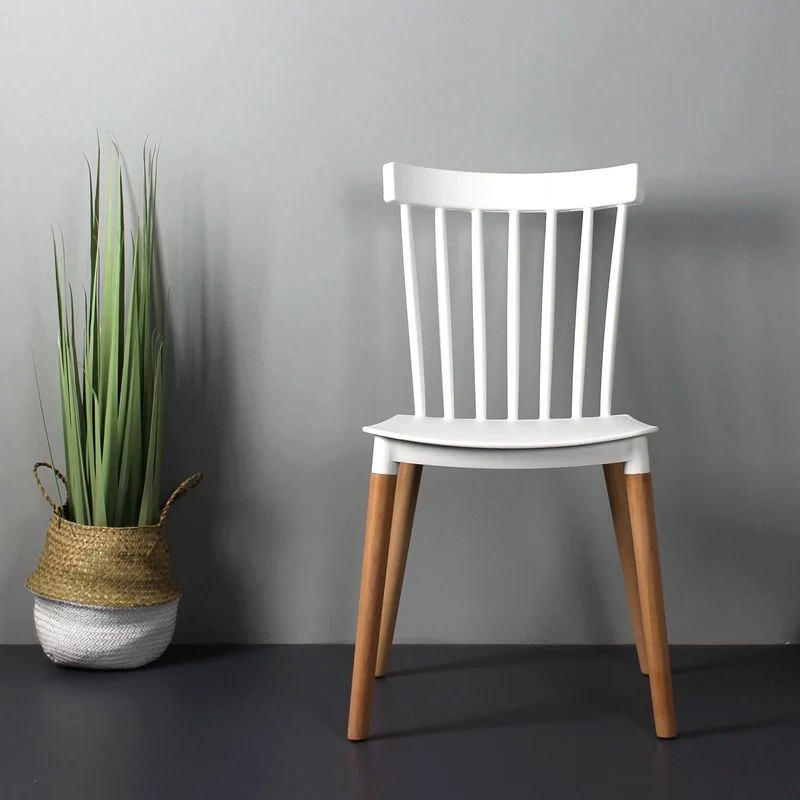 Sedia da sala da pranzo stile moderno, sedia laterale impilabile con schienale doghe per cucina Clearhalo