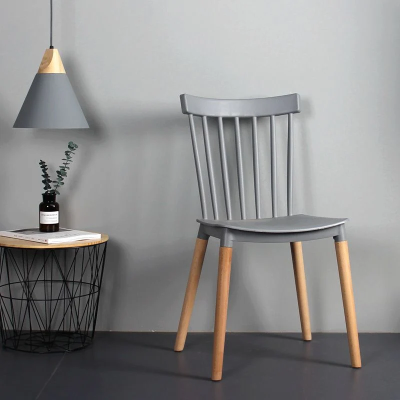 Sedia da sala da pranzo stile moderno, sedia laterale impilabile con schienale doghe per cucina Clearhalo