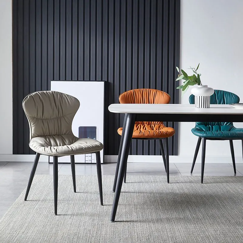 Sedia da sala da pranzo stile nordico Sedie da pranzo imbottite senza braccioli con gambe metallo Clearhalo