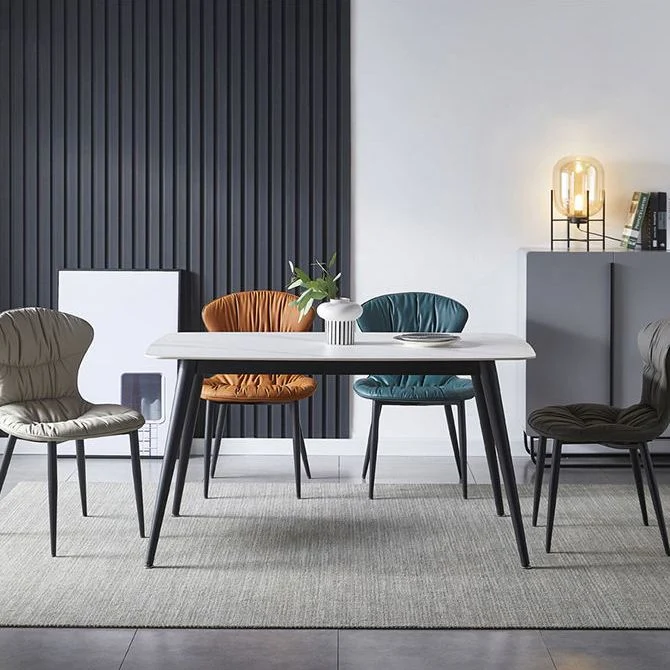 Sedia da sala da pranzo stile nordico Sedie da pranzo imbottite senza braccioli con gambe metallo Clearhalo