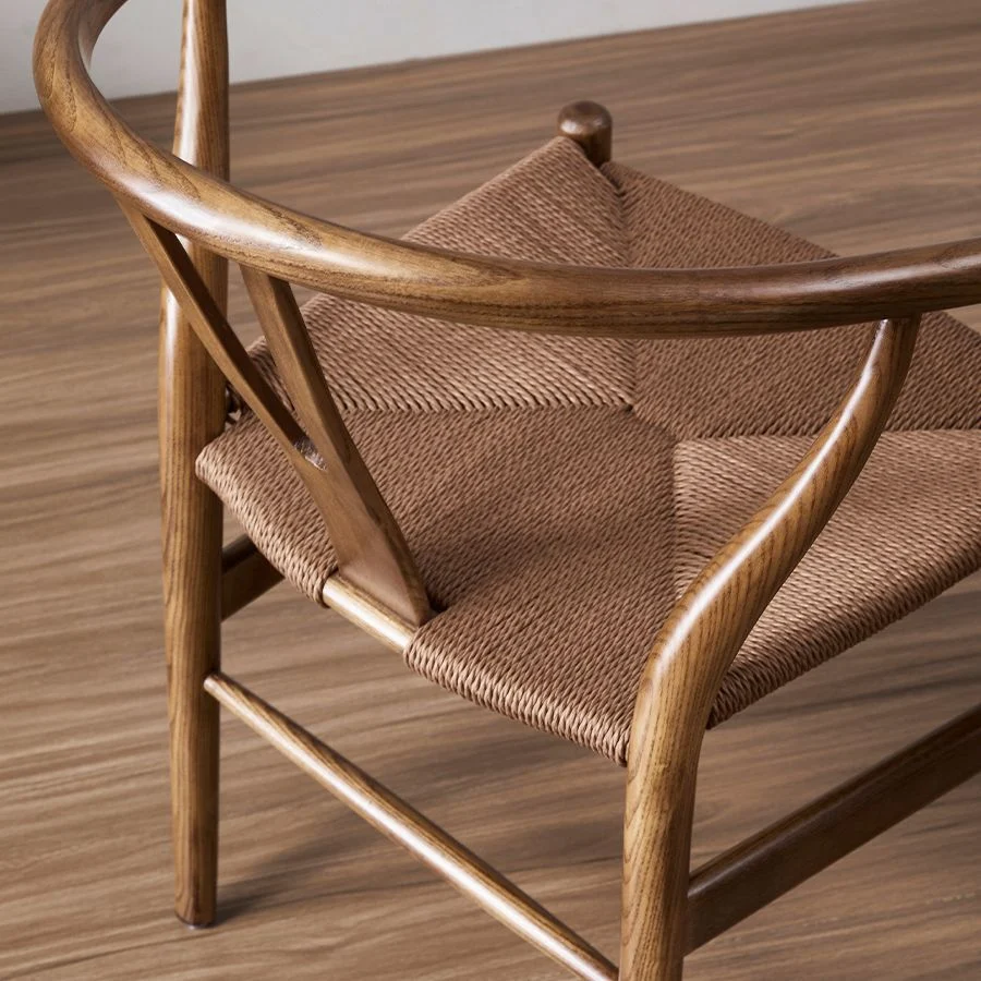 Sedia da sala da pranzo stile tradizionale legno di frassino con forcella e schienale osso Clearhalo