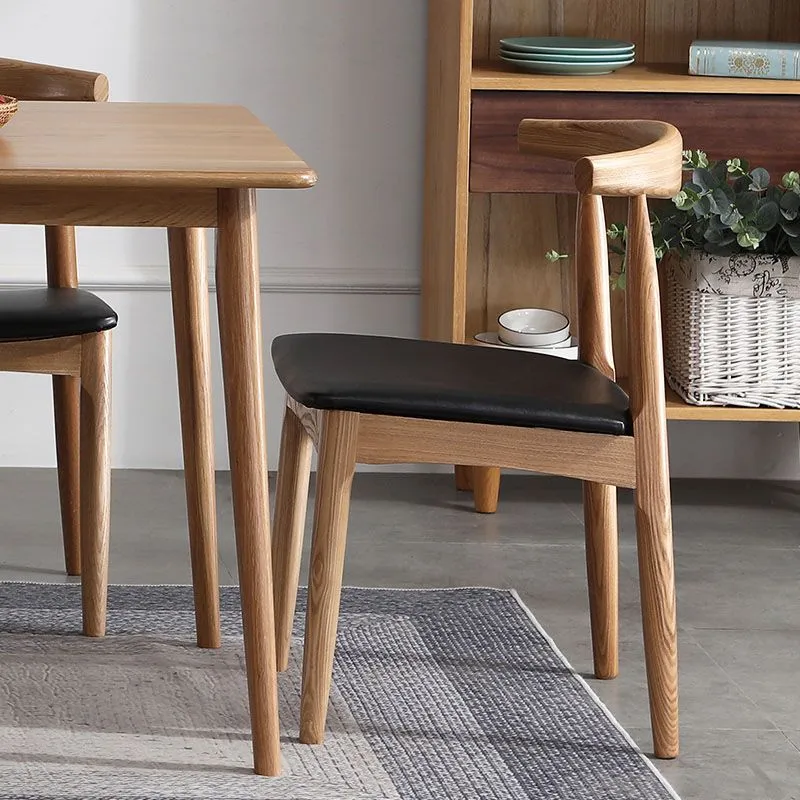 Sedia scandinava con schienale aperto legno di gomma e sedia da pranzo imbottita noce Clearhalo
