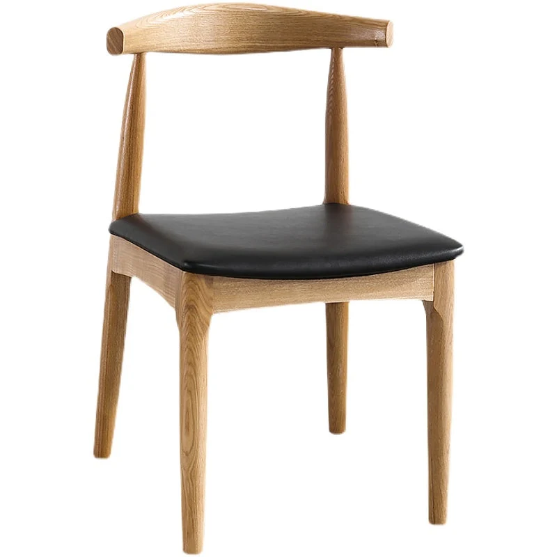 Sedia scandinava con schienale aperto legno di gomma e sedia da pranzo imbottita noce Clearhalo