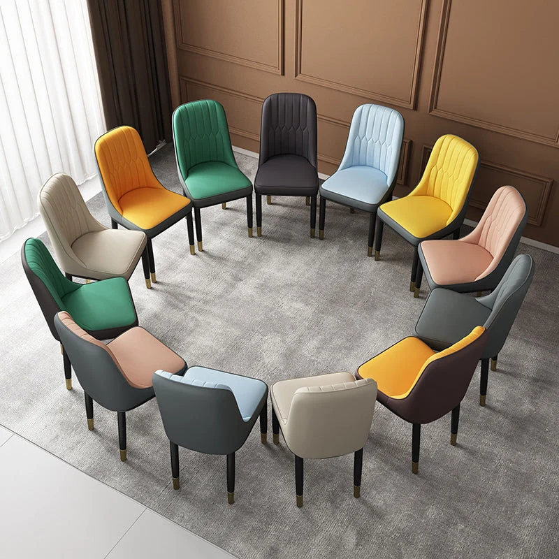 Sedia scandinava per la casa, sedia da sala da pranzo imbottita metallo, schienale massiccio (set di 2) Clearhalo