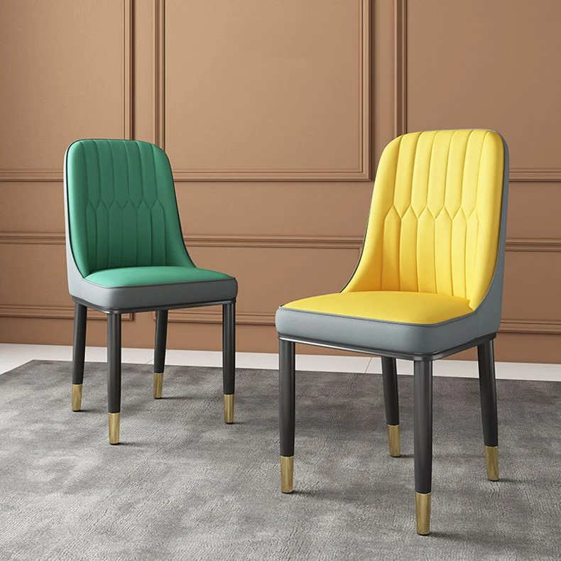 Sedia scandinava per la casa, sedia da sala da pranzo imbottita metallo, schienale massiccio (set di 2) Clearhalo