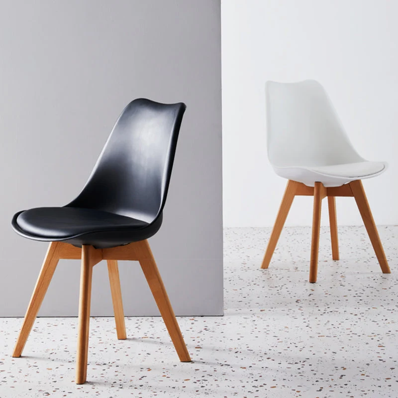 Sedia scandinava per interni, sedia da sala da pranzo imbottita con schienale massiccio e gambe legno Clearhalo