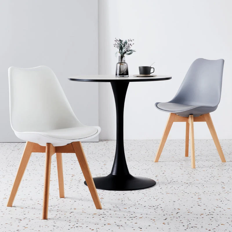 Sedia scandinava per interni, sedia da sala da pranzo imbottita con schienale massiccio e gambe legno Clearhalo