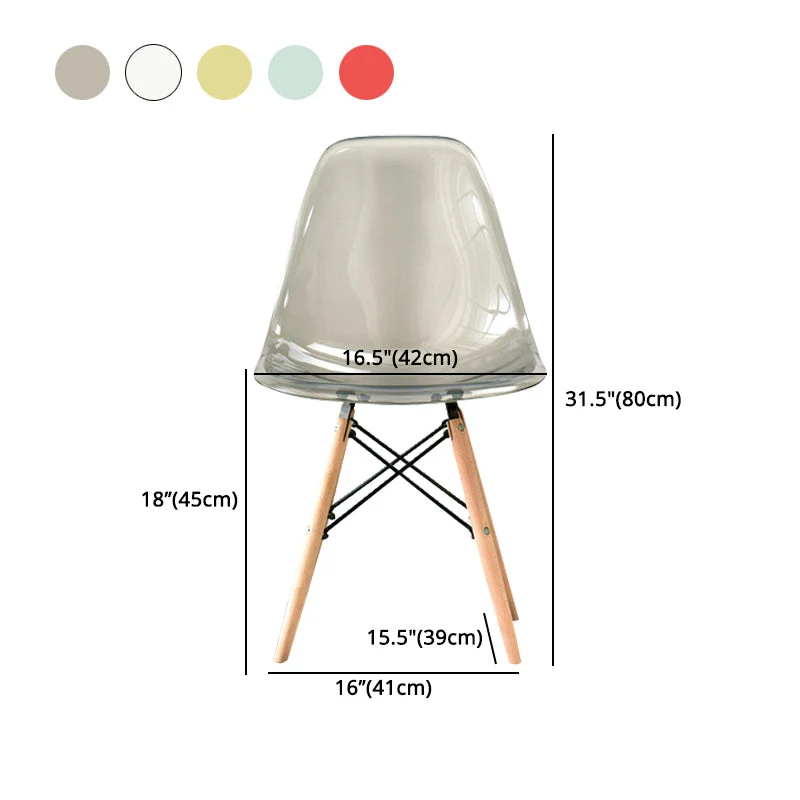 Sedia scandinava per sala da pranzo plastica, schienale massiccio, gambe legno Clearhalo
