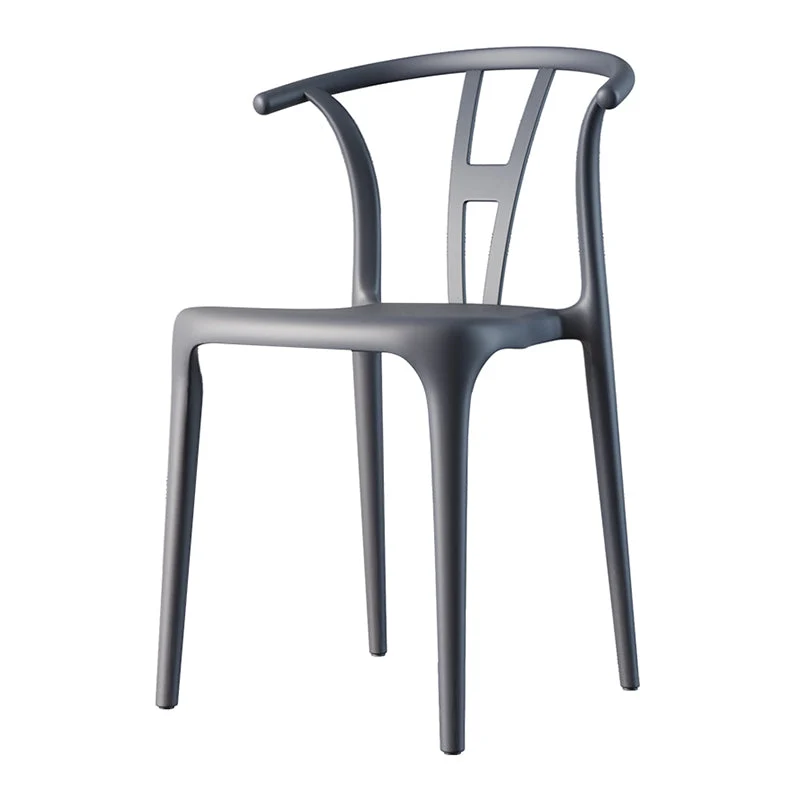 Sedia scandinava per sala da pranzo plastica, sedia laterale impilabile con schienale doghe Clearhalo
