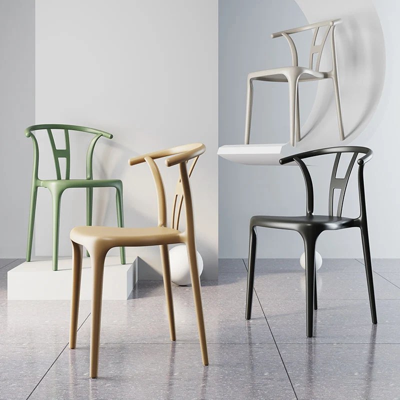 Sedia scandinava per sala da pranzo plastica, sedia laterale impilabile con schienale doghe Clearhalo