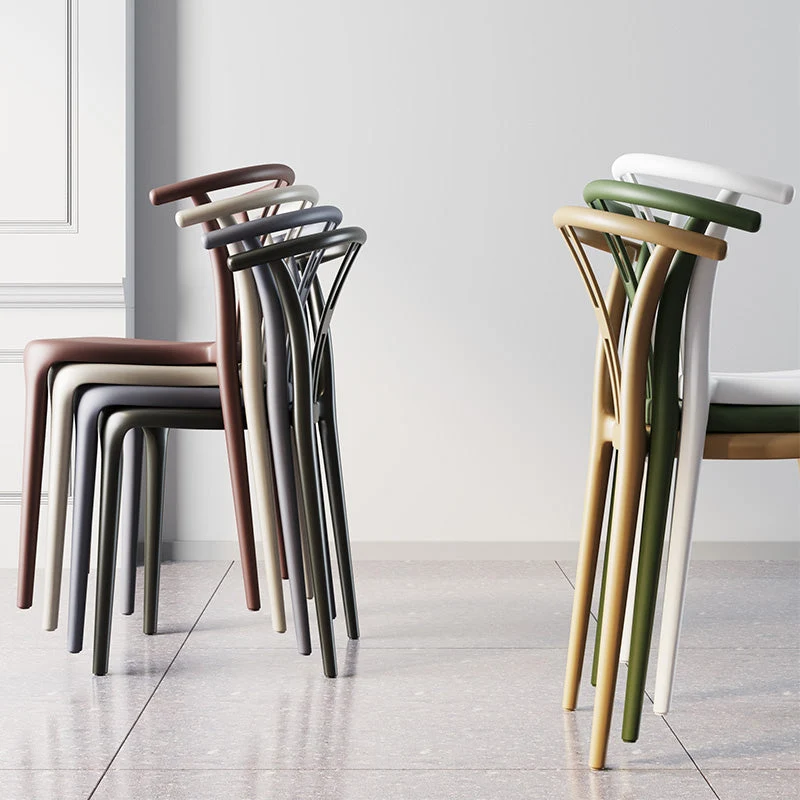 Sedia scandinava per sala da pranzo plastica, sedia laterale impilabile con schienale doghe Clearhalo