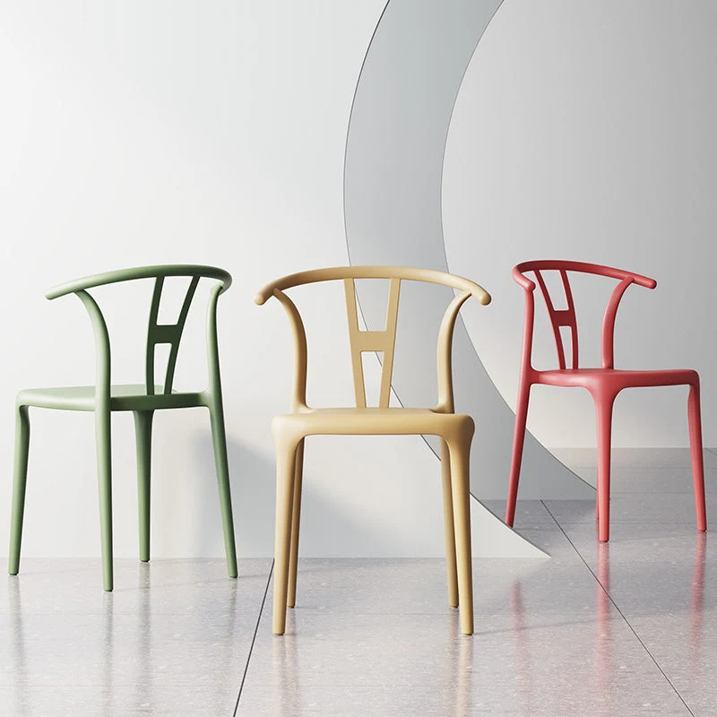 Sedia scandinava per sala da pranzo plastica, sedia laterale impilabile con schienale doghe Clearhalo