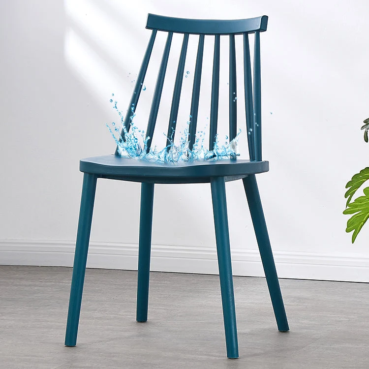 Sedia scandinava plastica da 76,2 cm con schienale doghe, sedia laterale, camera da letto, sedia da pranzo Clearhalo