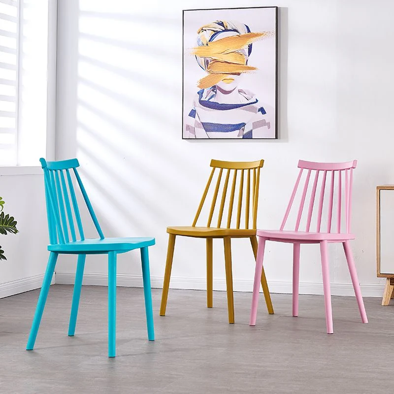 Sedia scandinava plastica da 76,2 cm con schienale doghe, sedia laterale, camera da letto, sedia da pranzo Clearhalo