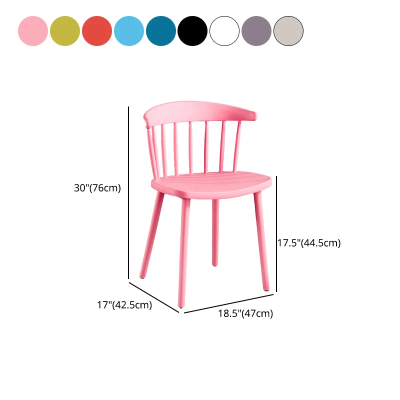 Sedia scandinava plastica senza braccioli con schienale Windsor, sedia per interni ed esterni Clearhalo