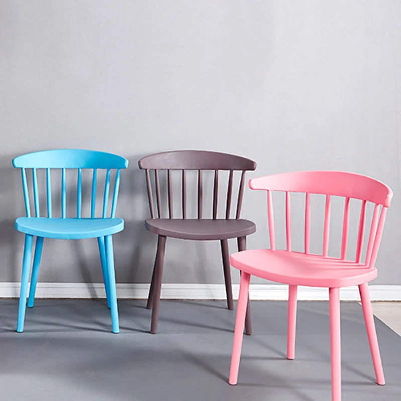Sedia scandinava plastica senza braccioli con schienale Windsor, sedia per interni ed esterni Clearhalo