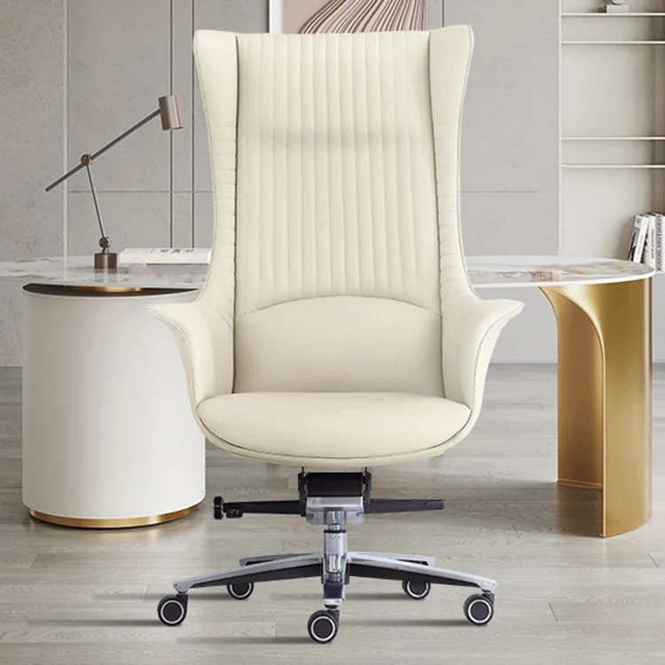 Sedia da scrivania con braccioli fissi Sedia da ufficio ergonomica pelle antistress con ruote Clearhalo