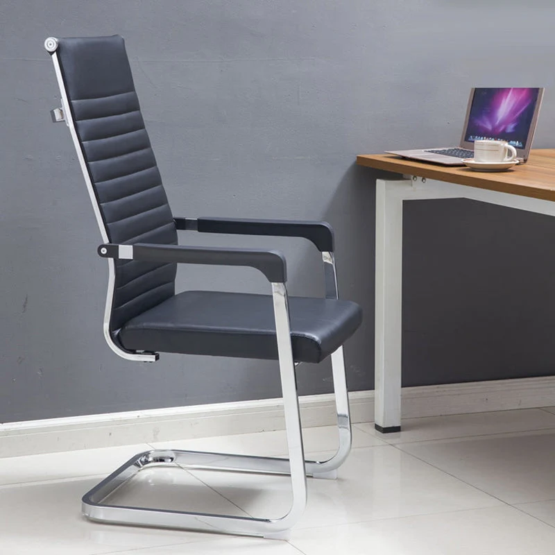 Sedia da scrivania moderna pelle nera con schienale medio e sedia da ufficio con schienale alto Clearhalo