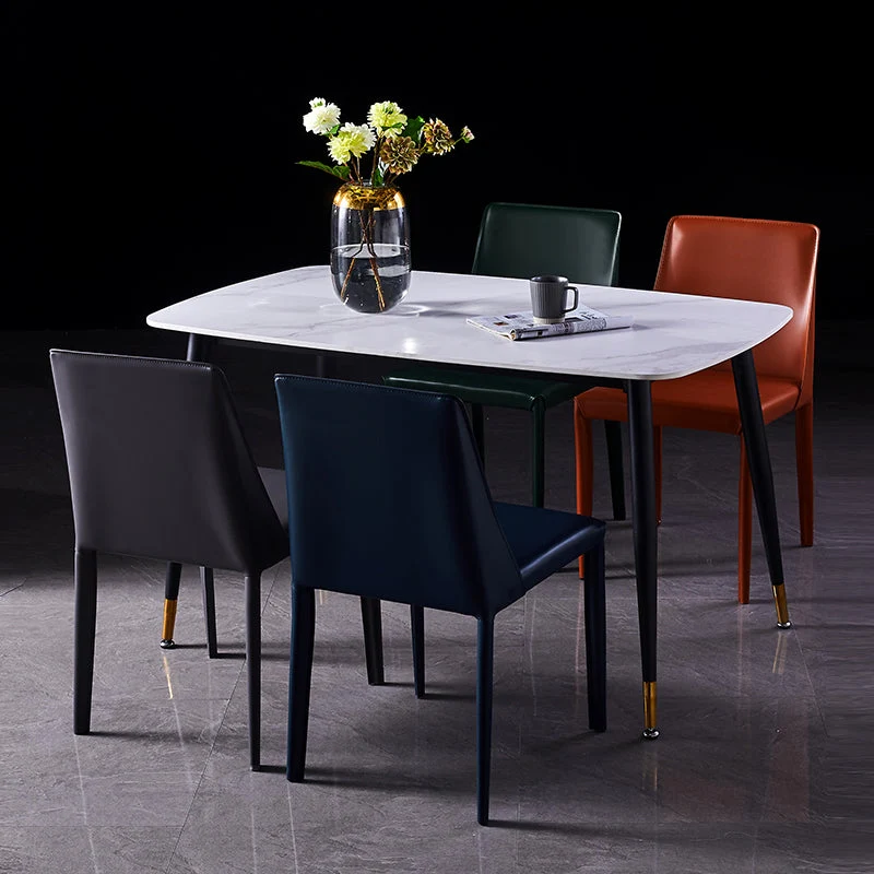Sedia da sella moderna con base metallo Sedia da pranzo pelle da 32 pollici per ristorante Clearhalo