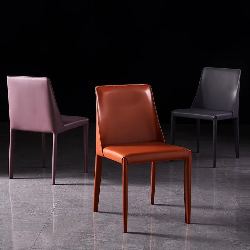Sedia da sella moderna con base metallo Sedia da pranzo pelle da 32 pollici per ristorante Clearhalo
