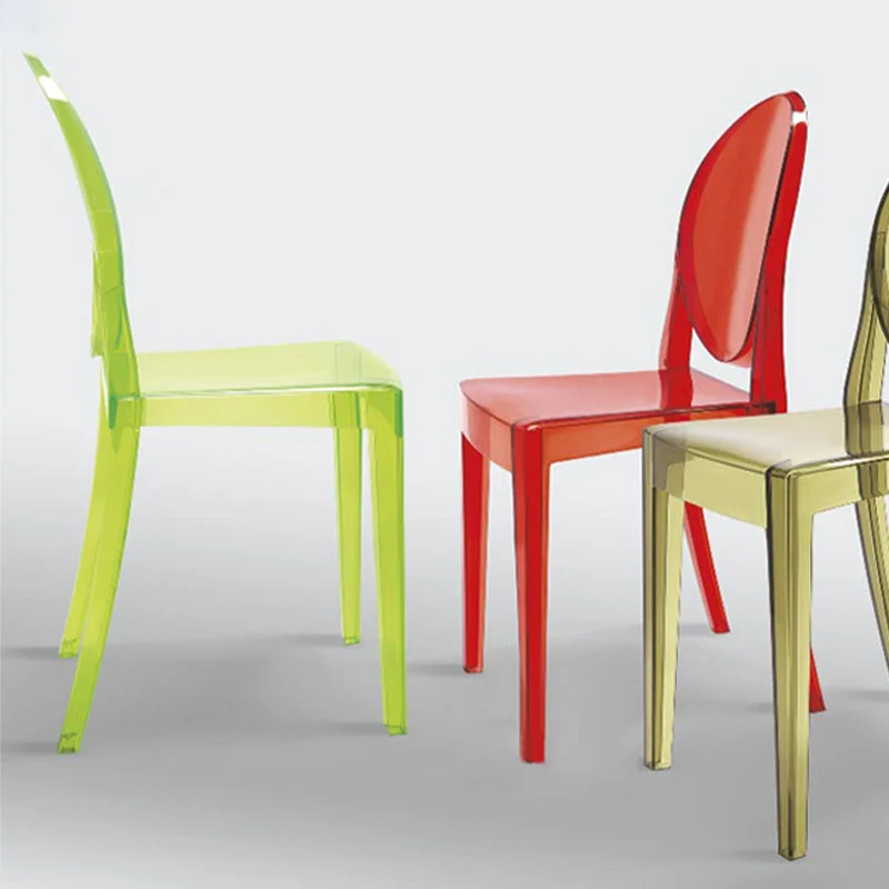 Sedia senza braccioli per interni plastica con schienale aperto nordico per sala da pranzo e camera da letto Clearhalo