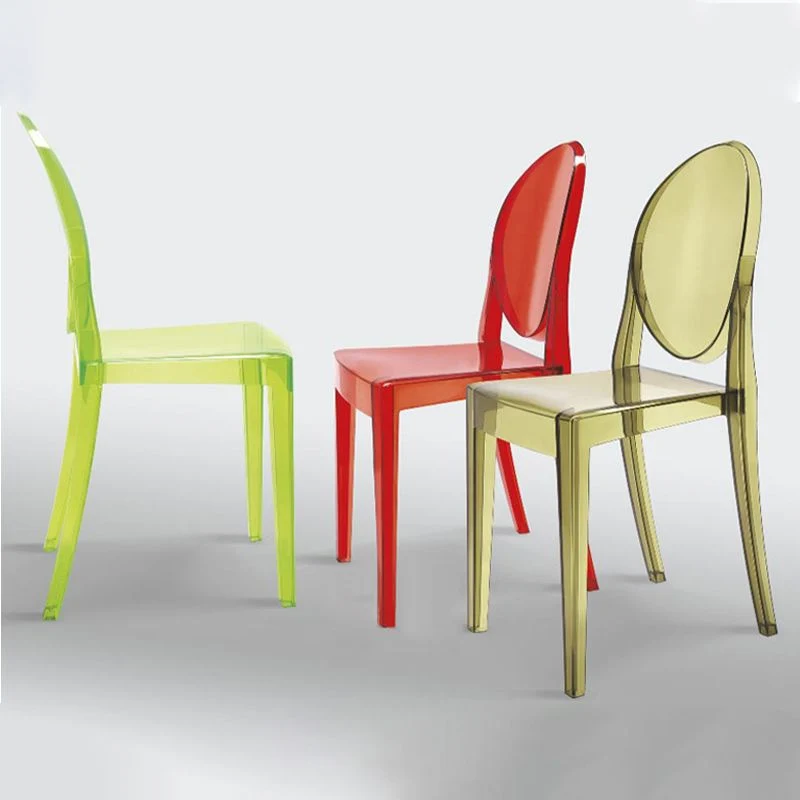 Sedia senza braccioli per interni plastica con schienale aperto nordico per sala da pranzo e camera da letto Clearhalo