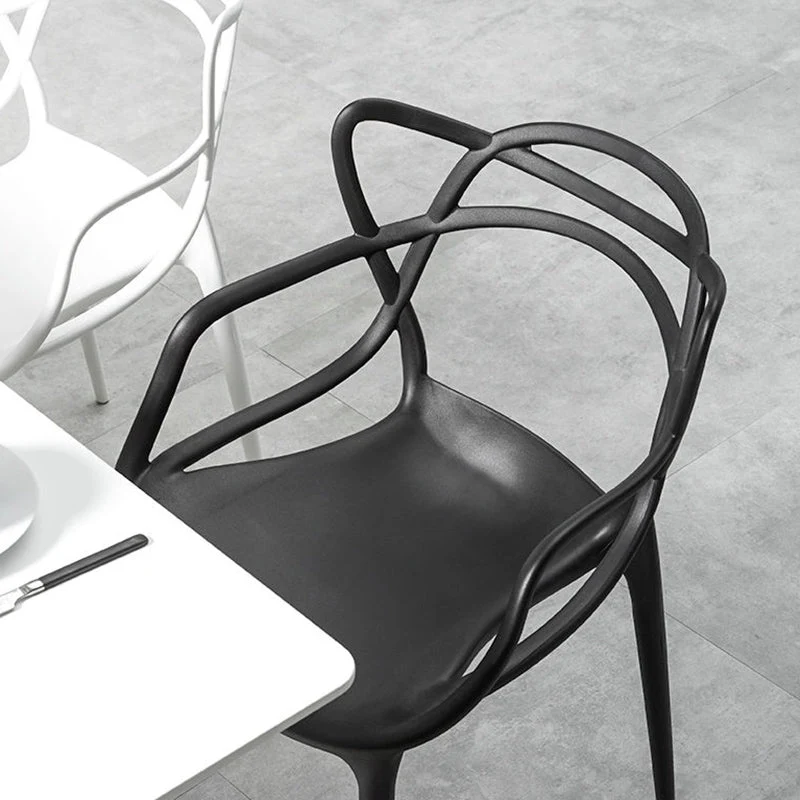 Sedia senza braccioli stile moderno Sedia laterale con schienale aperto plastica per sala da pranzo Clearhalo