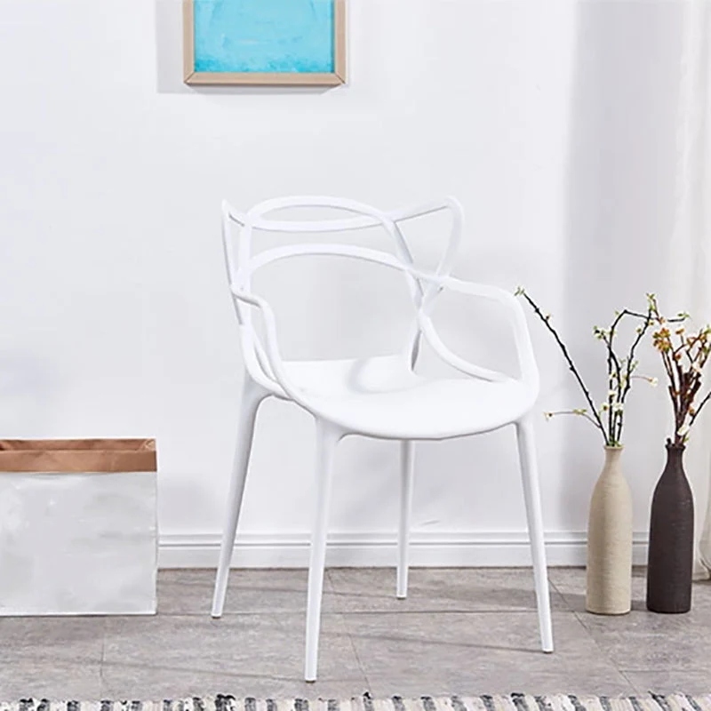 Sedia senza braccioli stile moderno Sedia laterale con schienale aperto plastica per sala da pranzo Clearhalo