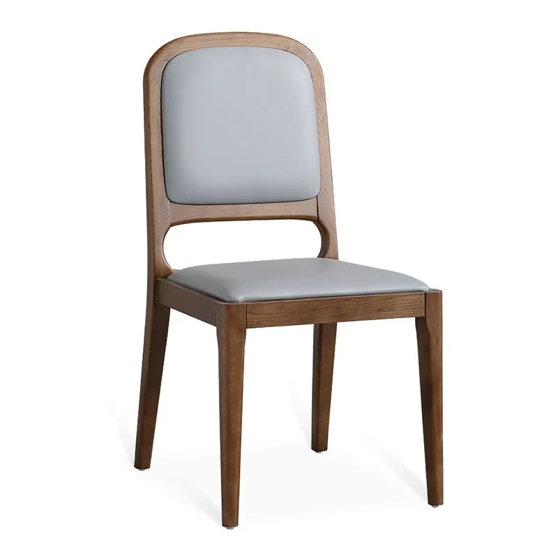 Sedia senza braccioli stile nordico Sedia da pranzo laterale legno con schienale aperto e imbottitura Clearhalo