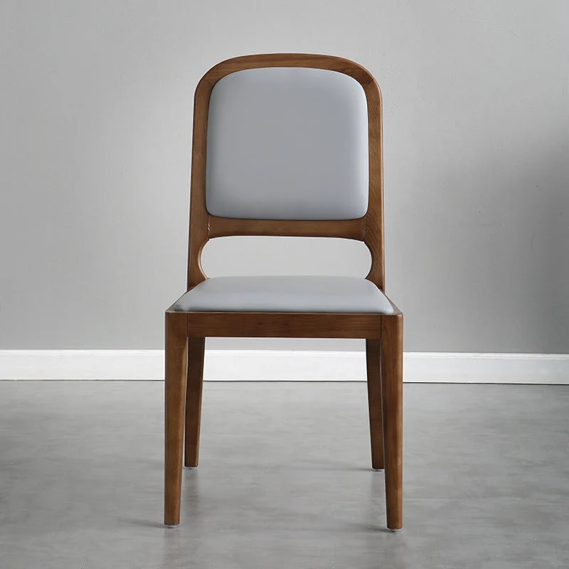 Sedia senza braccioli stile nordico Sedia da pranzo laterale legno con schienale aperto e imbottitura Clearhalo