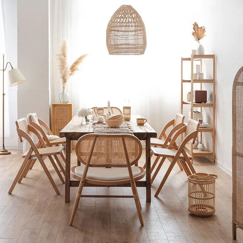 Sedia stile moderno Sedia pieghevole senza braccioli con gambe legno per la casa Clearhalo