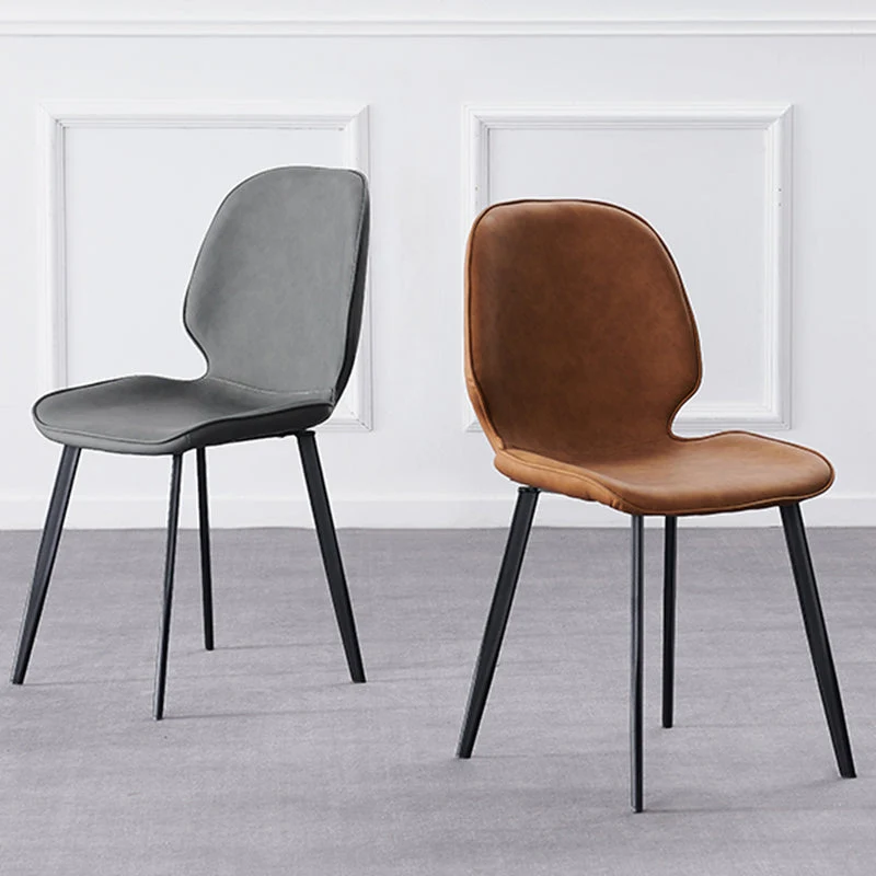 Sedia stile moderno Sedia da pranzo laterale ecopelle e metallo per la casa Clearhalo