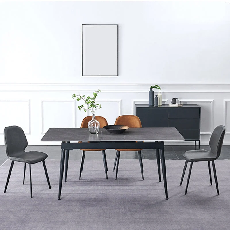 Sedia stile moderno Sedia da pranzo laterale ecopelle e metallo per la casa Clearhalo