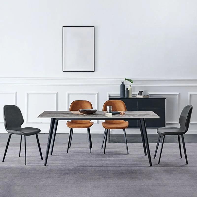 Sedia stile moderno Sedia da pranzo laterale ecopelle e metallo per la casa Clearhalo