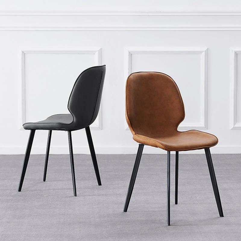 Sedia stile moderno Sedia da pranzo laterale ecopelle e metallo per la casa Clearhalo