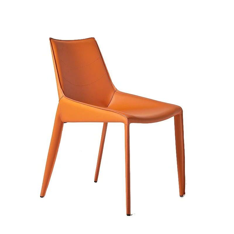 Sedia stile moderno Sedia da pranzo per interni pelle con base metallo Clearhalo