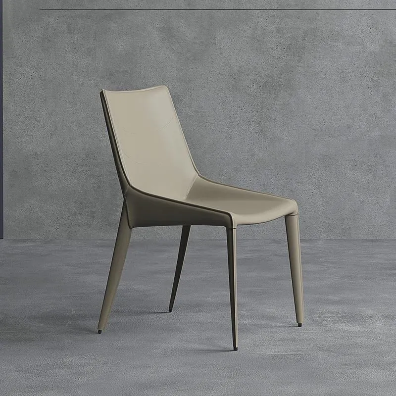 Sedia stile moderno Sedia da pranzo per interni pelle con base metallo Clearhalo