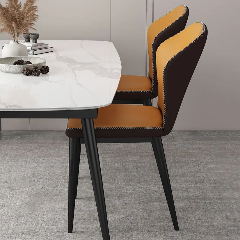 Sedia stile nordico glam da cucina senza braccioli con schienale alto e gambe metallo Clearhalo