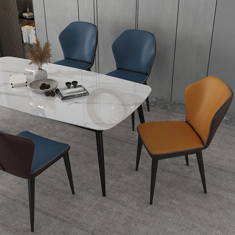 Sedia stile nordico glam da cucina senza braccioli con schienale alto e gambe metallo Clearhalo