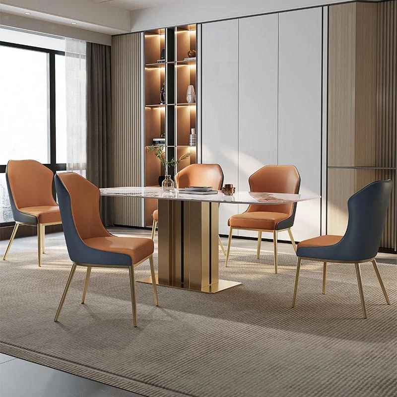Sedia stile nordico glamour, sedie da pranzo senza braccioli con gambe metallo per cucina Clearhalo