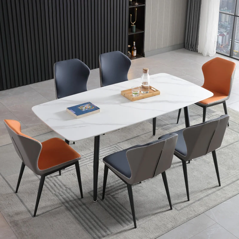 Sedie con schienale alto senza braccioli industriali Sedie da pranzo pelle PU per cucina Clearhalo