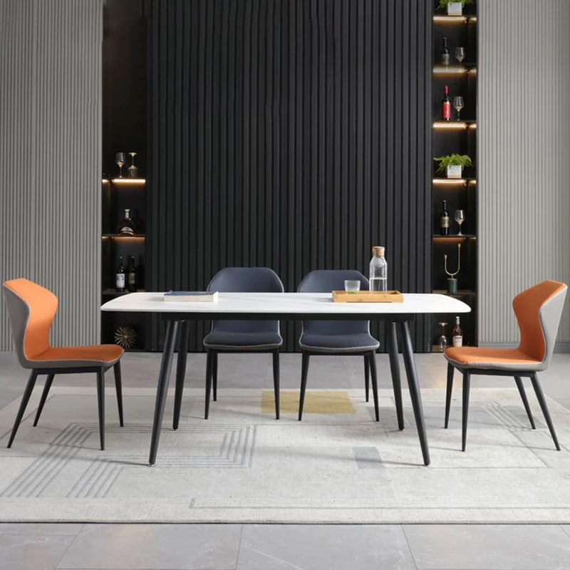 Sedie con schienale alto senza braccioli industriali Sedie da pranzo pelle PU per cucina Clearhalo