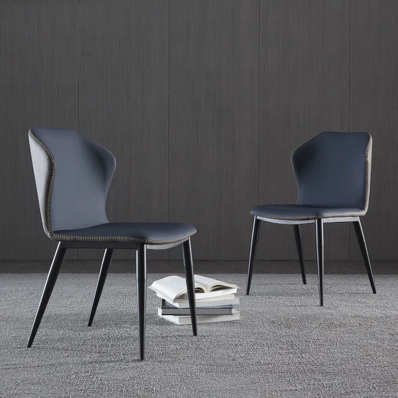 Sedie con schienale alto stile industriale Sedie da pranzo pelle per la casa (set di 2) Clearhalo