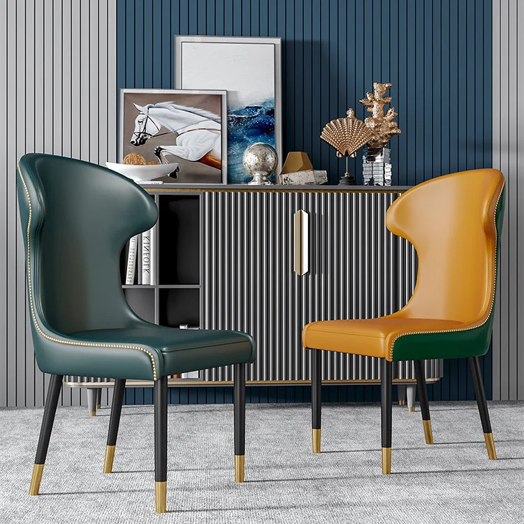 Sedie con schienale stile scandinavo Sedie da pranzo pelle senza braccioli per la casa Clearhalo