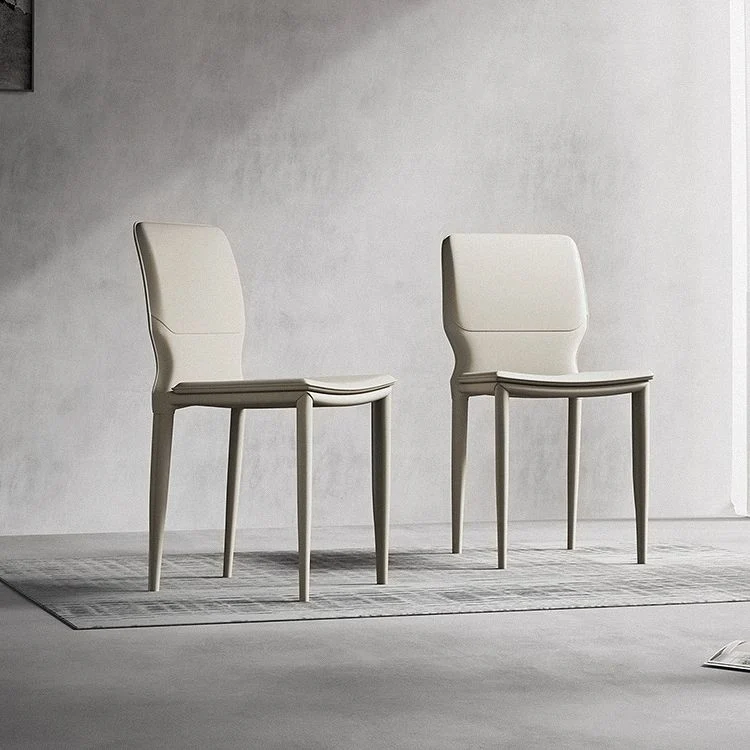 Sedie contemporanee con schienale solido e senza braccioli Sedie da pranzo pelle Clearhalo