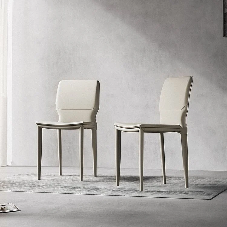 Sedie contemporanee con schienale solido e senza braccioli Sedie da pranzo pelle Clearhalo