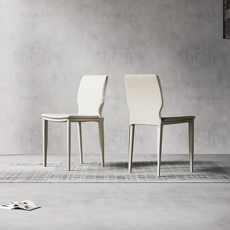 Sedie contemporanee con schienale solido e senza braccioli Sedie da pranzo pelle Clearhalo