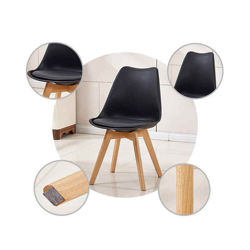 Sedie contemporanee legno di faggio Sedia da cucina con schienale massiccio (set di 4) Clearhalo