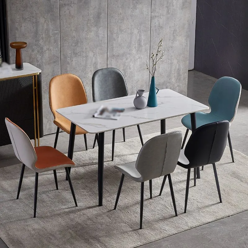Sedie contemporanee per sala da pranzo metallo Sedia senza braccioli laterale con schienale alto per uso domestico Clearhalo