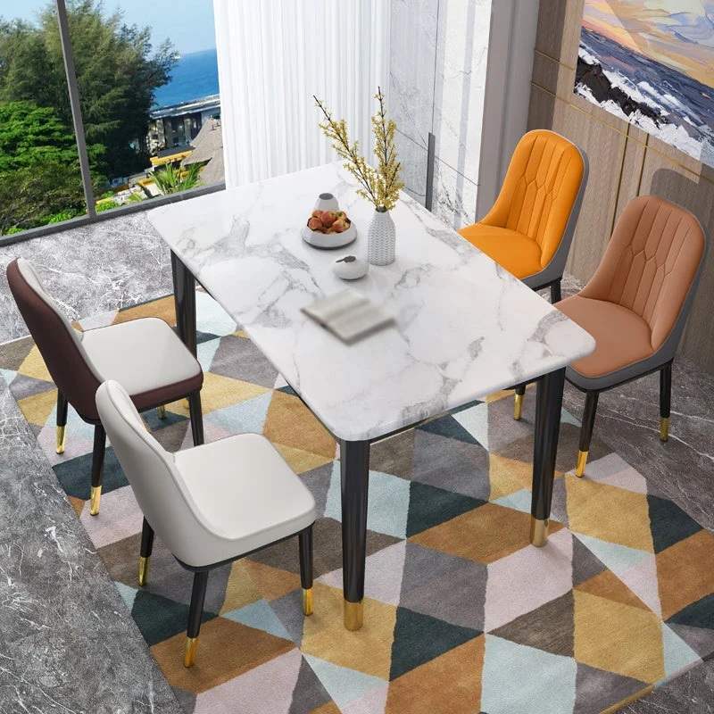 Sedie contemporanee per sala da pranzo metallo per interni ed esterni Sedie da pranzo imbottite senza braccioli Clearhalo